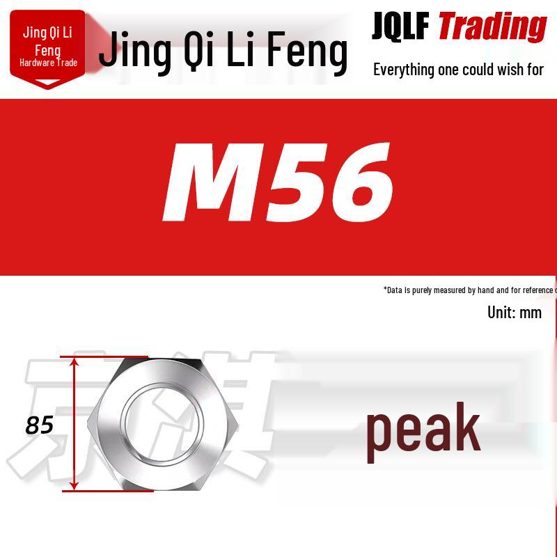 201 Stainless Steel Hex Nut: M3–M56 Fine Thread Thickened Nut
