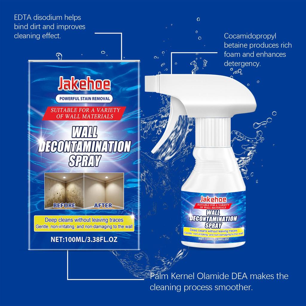 Jakehoe Wall Stain Remover Spray Wall Cleaner for Water Stains and Grime Bathroom Polishing Cleaner 100ml