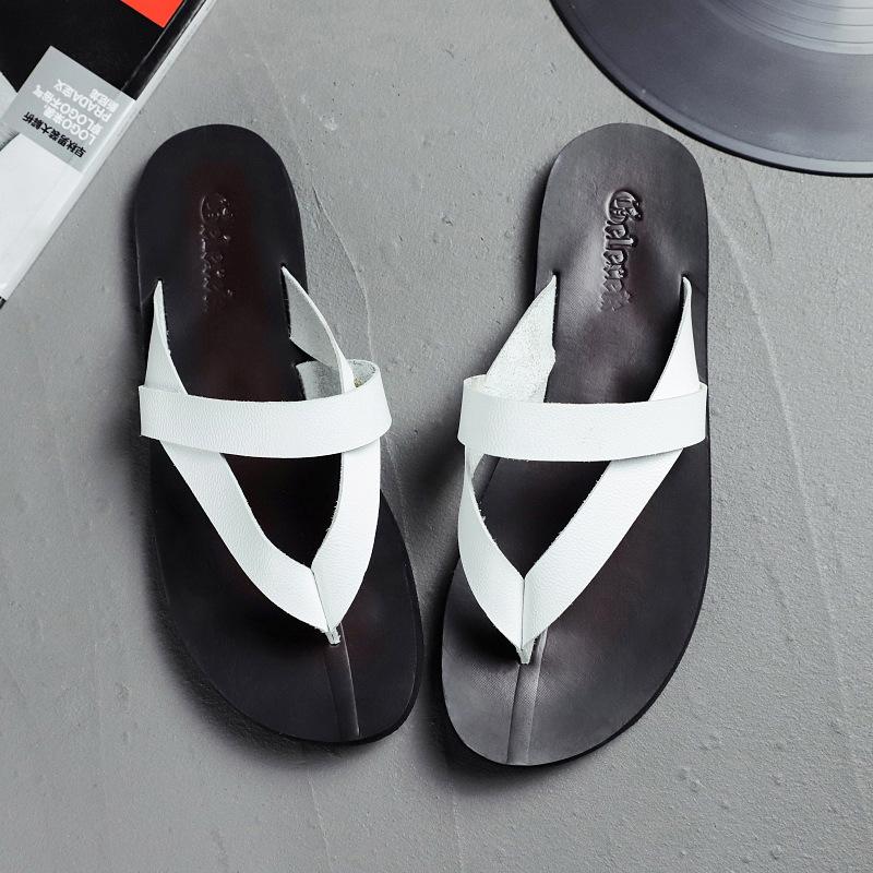 

Fashion Comfortable Breathable Leather Flip Flops for Women and Men Summer Sandals 47