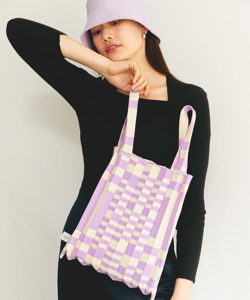 Pleatsmama Tote Bag Grid Purple