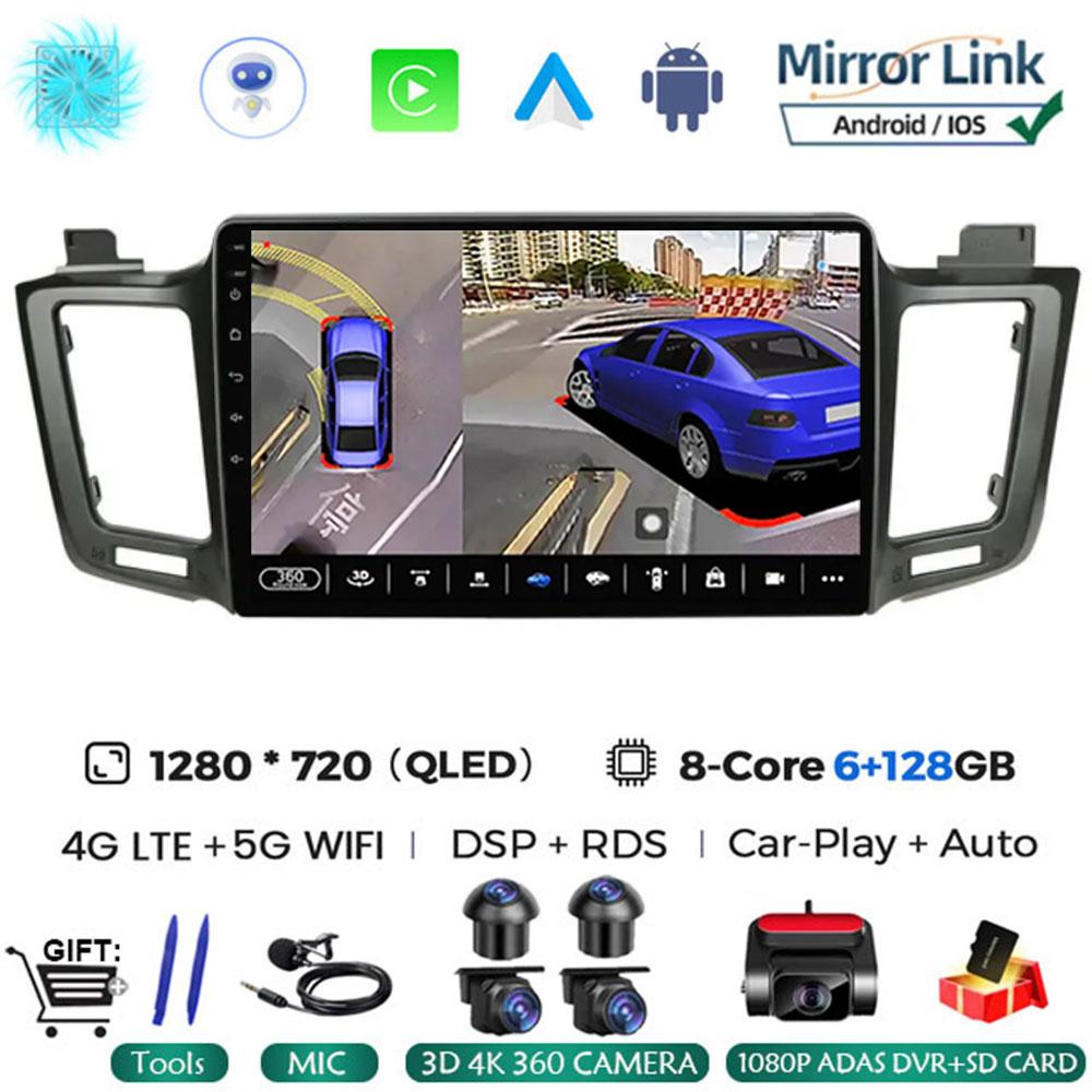 Android 14 Car Radio For Toyota RAV4 RAV 4 2013 2014 2015 2016 2017 Multimedia Player 4G Carplay GPS Stereo Head Unit Auto