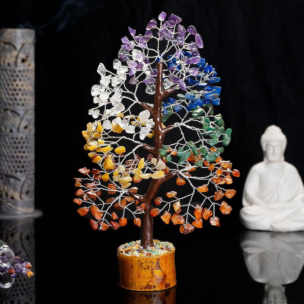 Seven Chakra Crystal Tree Good Luck Showpiece for Home Decor Items Crystals Gemstones Bonsai Money Tree for Good Luck, Decoration Gift