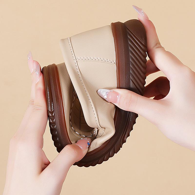 Women's casual plate-size spring and summer breathable loafers, 100% genuine leather shoes, fashionable women's flat work shoes