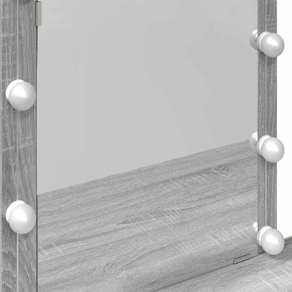 Makeup Table with LED Lighting Gray Sonoma 100 x 40 x 130 cm