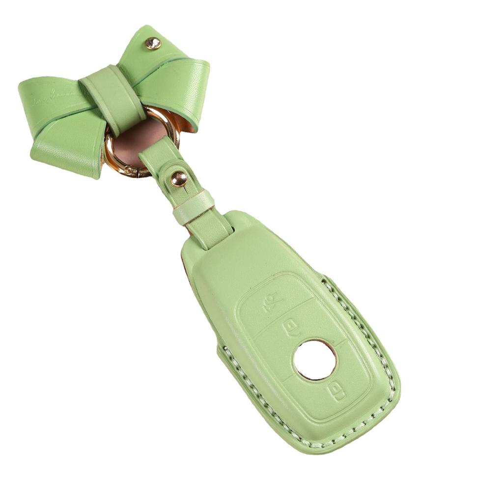 Women's key cover is suitable for Mercedes-Benz key cover Internet celebrities The same leather bow car key cover can be