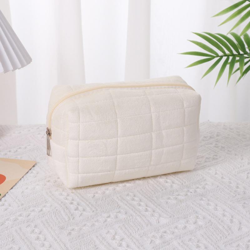 Soft Plush Makeup Organizer Bag Large Capacity Storage Pouch Portable Pillow Design for Travel Daily Essentials