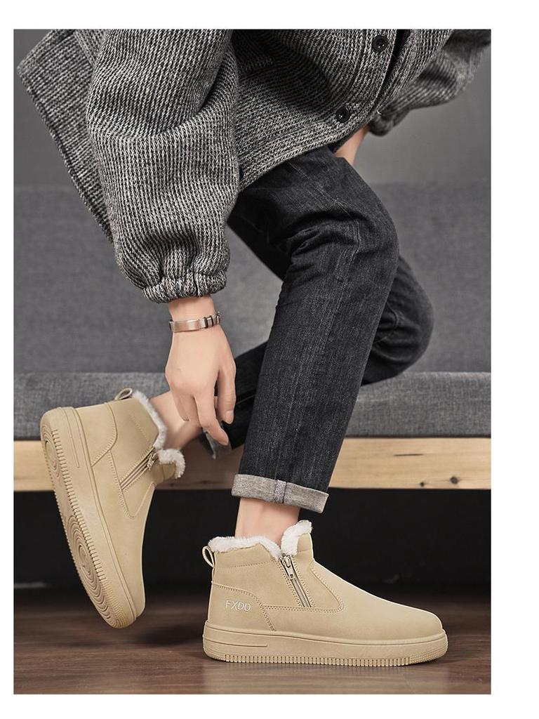 Pánské zimní vysoké sněhule: Teplé, s velurovou podšívkou, vodotěsné, protiskluzové, odolné proti chladu.