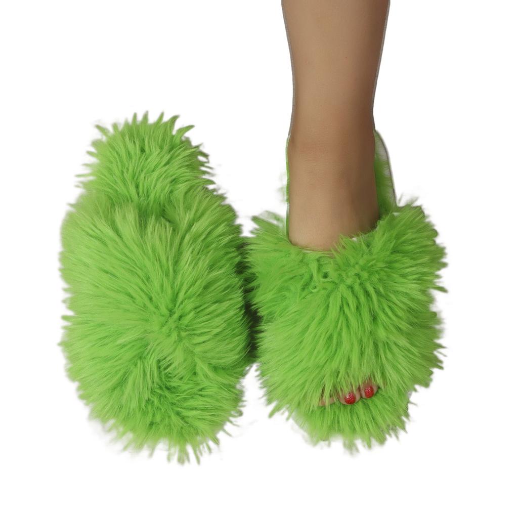 Men's and Women's Same Cotton Drag Couple's Slippers One-word Cross-hairy Design Slippers Winter Sweat-absorbing Anti-