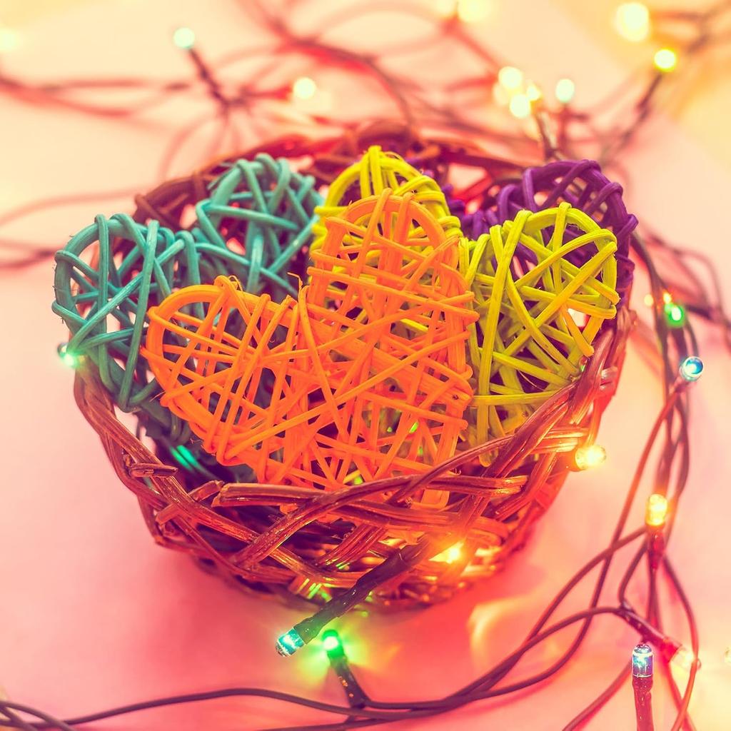 MECCANIXITY 12Pcs Heart Shaped Rattan Ball Vase Filler Natural Rattan for Valentine's Day Decoration Wedding Home Decoration Black 2 In