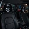Universal Fit Auto Interior Decor Funny Car Headrest Covers, Ghost Skull Print Cartoon Seat Accessories Protector, Breathable Horror Covers