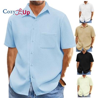 Cozy Up Mens Short Sleeve Cuban Guayabera Shirt Casual Summer Beach Button Down Shirts
