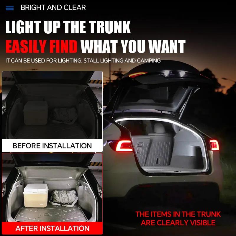 Car Trunk Lighting LED Strip with 2M/4M Waterproof Ambient Light Trunk Decoration Light Camping Ambient Light Neon Lights 4