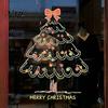Reusable Static Clings Christmas Tree Window Sticker, Simple Line Cling Decal, Waterproof Holiday Ornaments Removable Festive PVC Decal for Home Glass