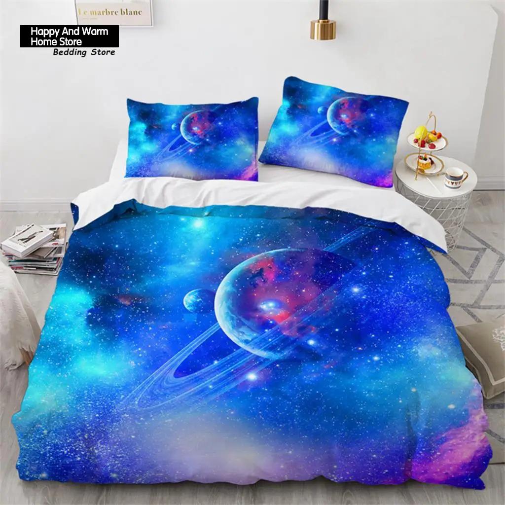 Galaxy Duvet Cover Twin King Size For Teens Boys Starry Sky Bedding Set Microfiber Outer Space Theme Decor Comforter Cover
