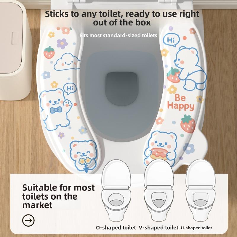 Pernă de WC Desen Animat, Sticker Universal pentru WC pentru Toate Anotimpurile, Pernă de WC Impermeabilă Fără Clătire, Pernă de WC de Baie din Două Piese