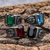 Nordic Vintage Tulip Gemstone Stackable Ring Titanium Steel Rust Free Fashion Jewelry