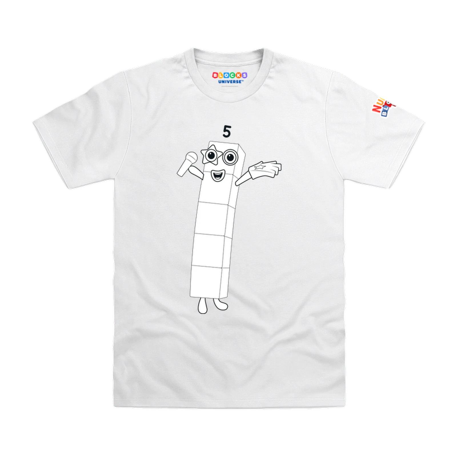 Officially Licensed Numberblocks Colour It In Five Kids T-Shirt 150