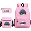 3 Piece School Backpack Set for Students Large Capacity Oxford Cloth Schoolbag with Shoulder Strap and Pencil Case