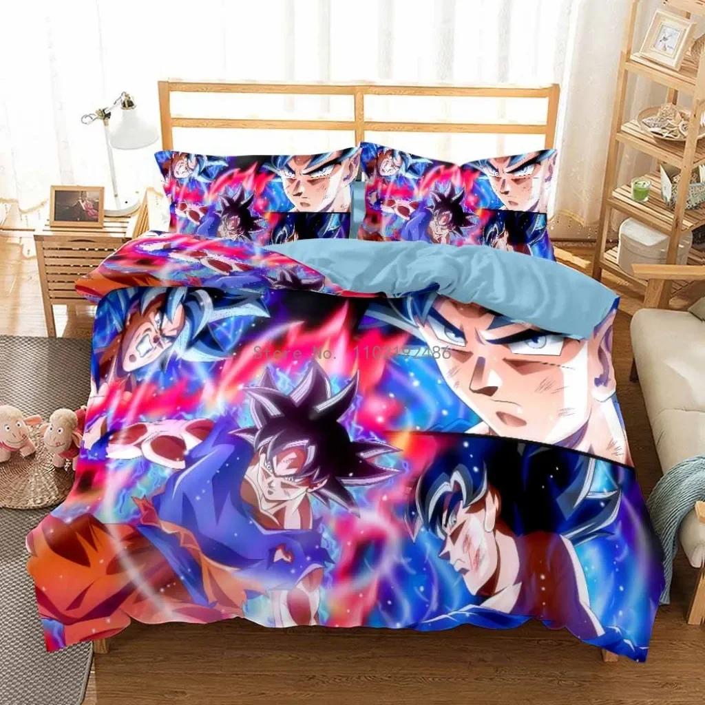 2D Print Anime Dragon Ball Super Saiyan Son Goku Duvet Cover Bedding Set Double Twin For Kids Bedclothes Quilt Cover Gi