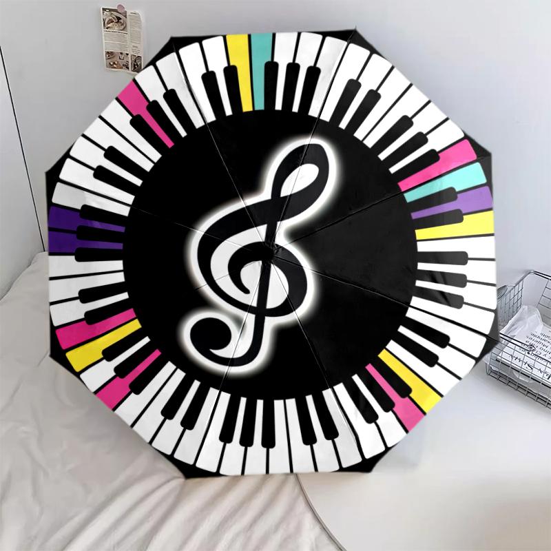 1PC Musical notes Umbrella Portable Folding Umbrella Iron Frame Hole Bone Structure Outdoor Home Umbrella A2