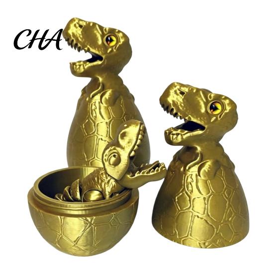 Dinosaur Stress Relief Toy 3D Printed Egg Toy, Articulated Tyrannosaurus Fidget for Desk Decor Relief, Desktop Ornament Home Office Collectible Model