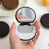 Mini Chocolate Cookie Mirror Cute Folding Compact Pocket Mirror Makeup Mirror with Comb  Women Girl
