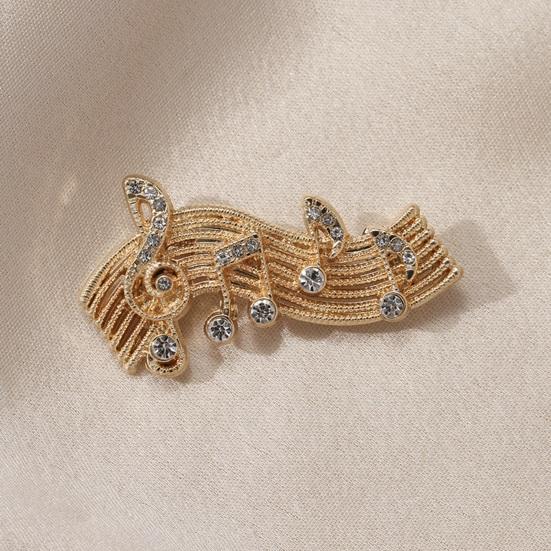 Music Score Brooch Pin for Women, Rhinestones Inlaid Lapel Pin, Brooch Versatile Accessory for Sweaters Collars Hats Bags Coats Scarves