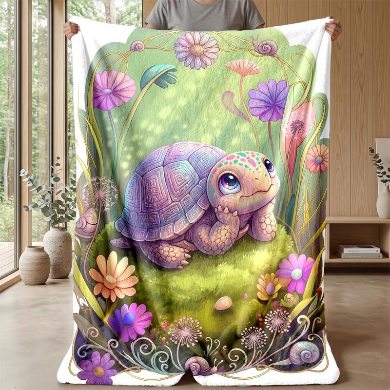 Fantasy Sea Turtle Journey Theme Blanket Lightweight Warm Flannel Blanket Decorative Throw Blanket for Home Decoration