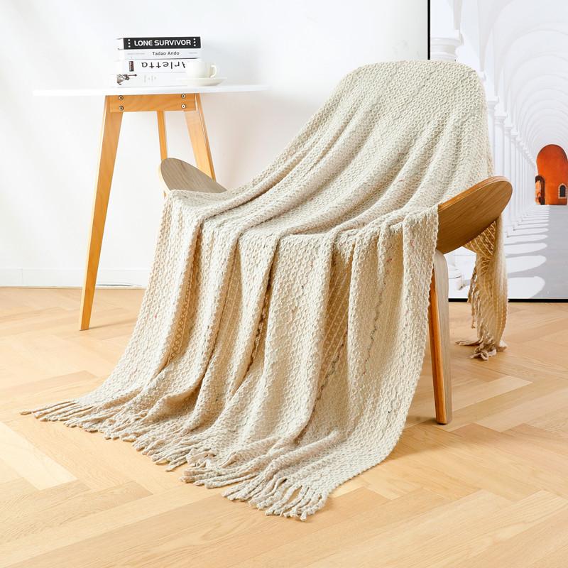 Knitted Blanket Colored Yarn Embellish Air Condition Office Nap Travel Throw Blankets Bedspread for Bed Sofa Decor Sofa Blankets