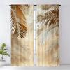 2 Pieces Brown Palm Leaf Print Pattern Curtains   Polyester Fabric   Suitable for Bedroom Living Room Decoration