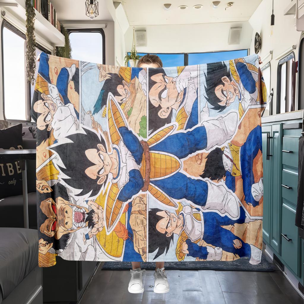 1 Stück DRAGON BALL Aufdruck Flanelldecke, Hohe Qualität für alle Jahreszeiten, Heimdekoration, Wärme und Komfort, Perfekt für Weihnachtsgeschenke