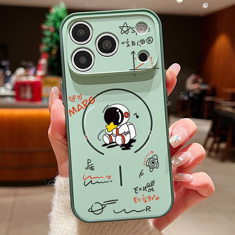 Case For iPhone 17 Pro Max Creative Astronaut Formula Print Magnetic For Magsafe Hybrid Slim Matte Cover For iPhone 16 15 14 13 Pro Max