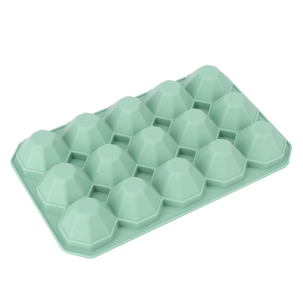 15Grids DIY Silicone Ice Tray Freeze Pudding Mold Chocolate Mould Baking with Lid Green