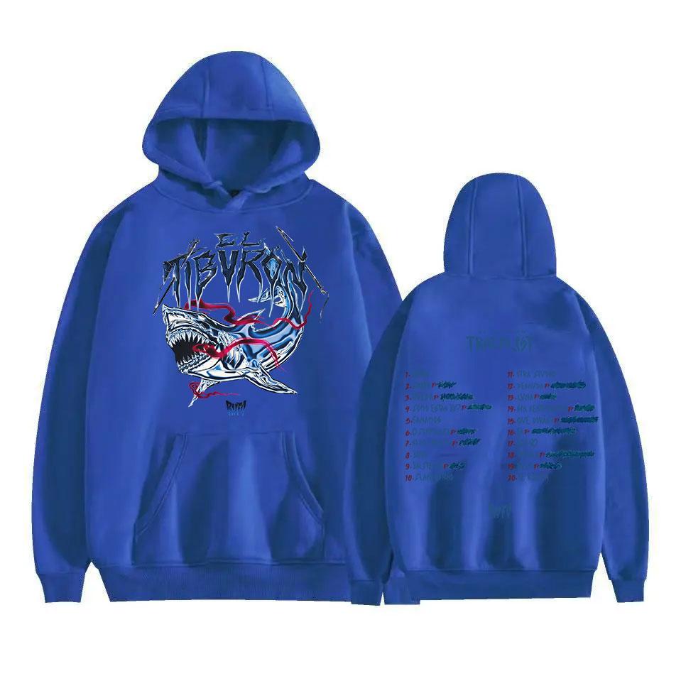 RVFV Eltiburón Tour Album Mikina Pánská Hip Hopová Fleecová Mikina Přes Hlavu Unisex Ležérní Móda Oversized S Kapucí Streetwear