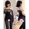 Feimu Lace Jumpsuit Tube Top See-through Open Crotch Glossy Bodystocking Temptation Sexy Women Rompers Clothing Body Suits YOZ8