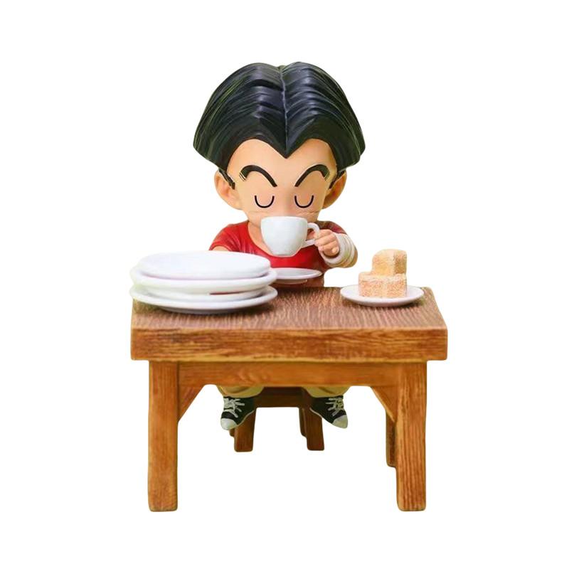 Non-Toxic Dragon Ball Z Figure Vegeta Son Goku Son Gohan Kuririn Android 18 Eating 8Cm Pvc Action Figures Collection Model Toys Gifts