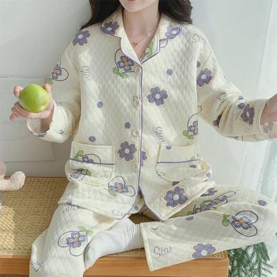 Set Pigiami da Donna in Cotone con Cartoni Animati - Caldo ed Elegante per Autunno/Inverno