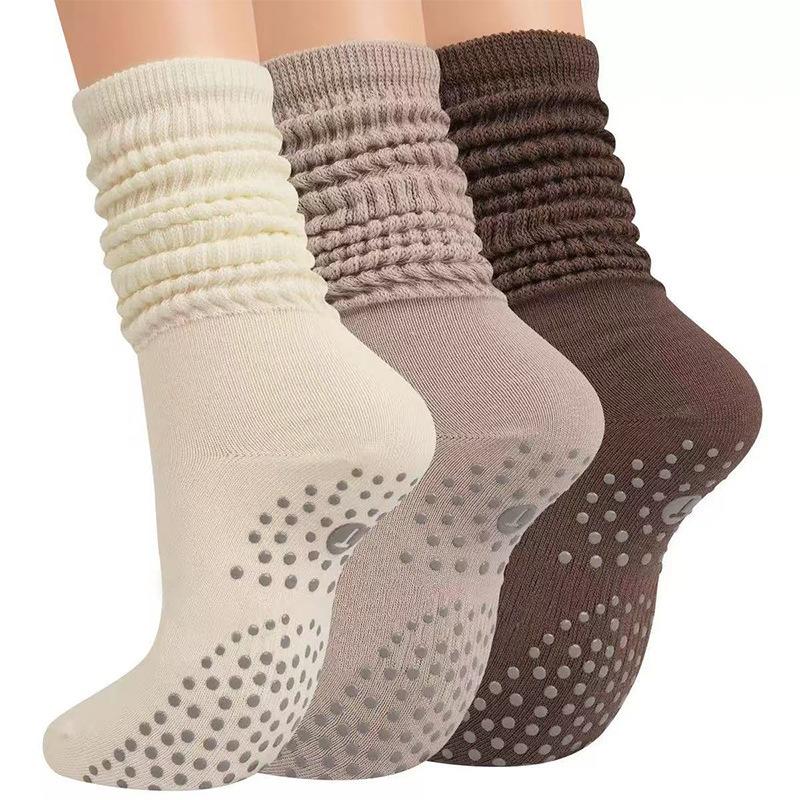 Long Tube Pilates Yoga Socks, Solid-color Cotton Yarn Long Socks, Anti-slip Fitness Pilates Women's Calf Socks, Sports Socks