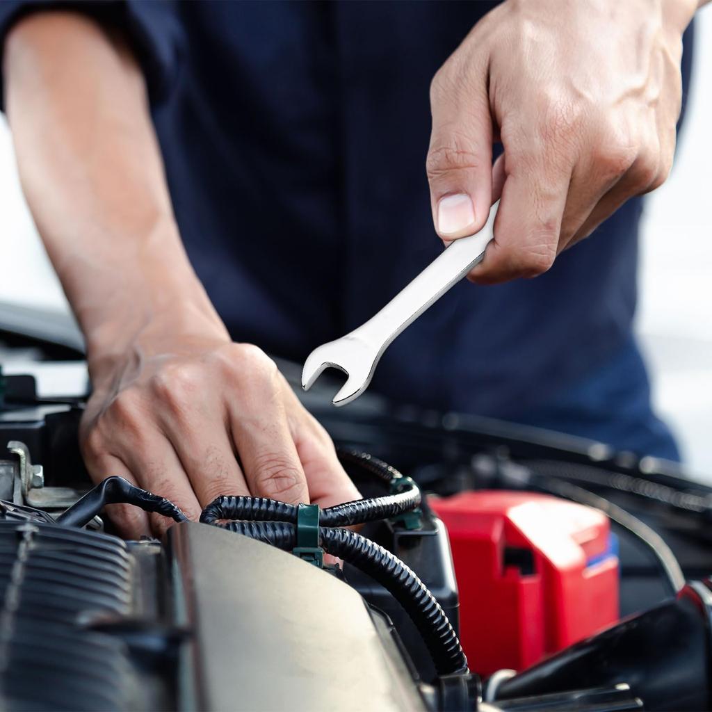 uxcell 10pcs 10mm Combination Ratchet Thin Type with Offset End and Angled Open Multifunctional Metric Mirror Chrome Plated High Carbon Steel Spanner