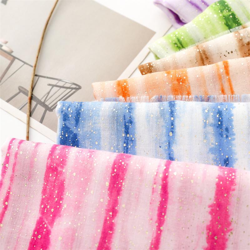 New Autumn And Winter Cotton And Linen Scarf Golden Bamboo Forest Gradient Edge Scarf Warm Shawl Lady 90X180Cm