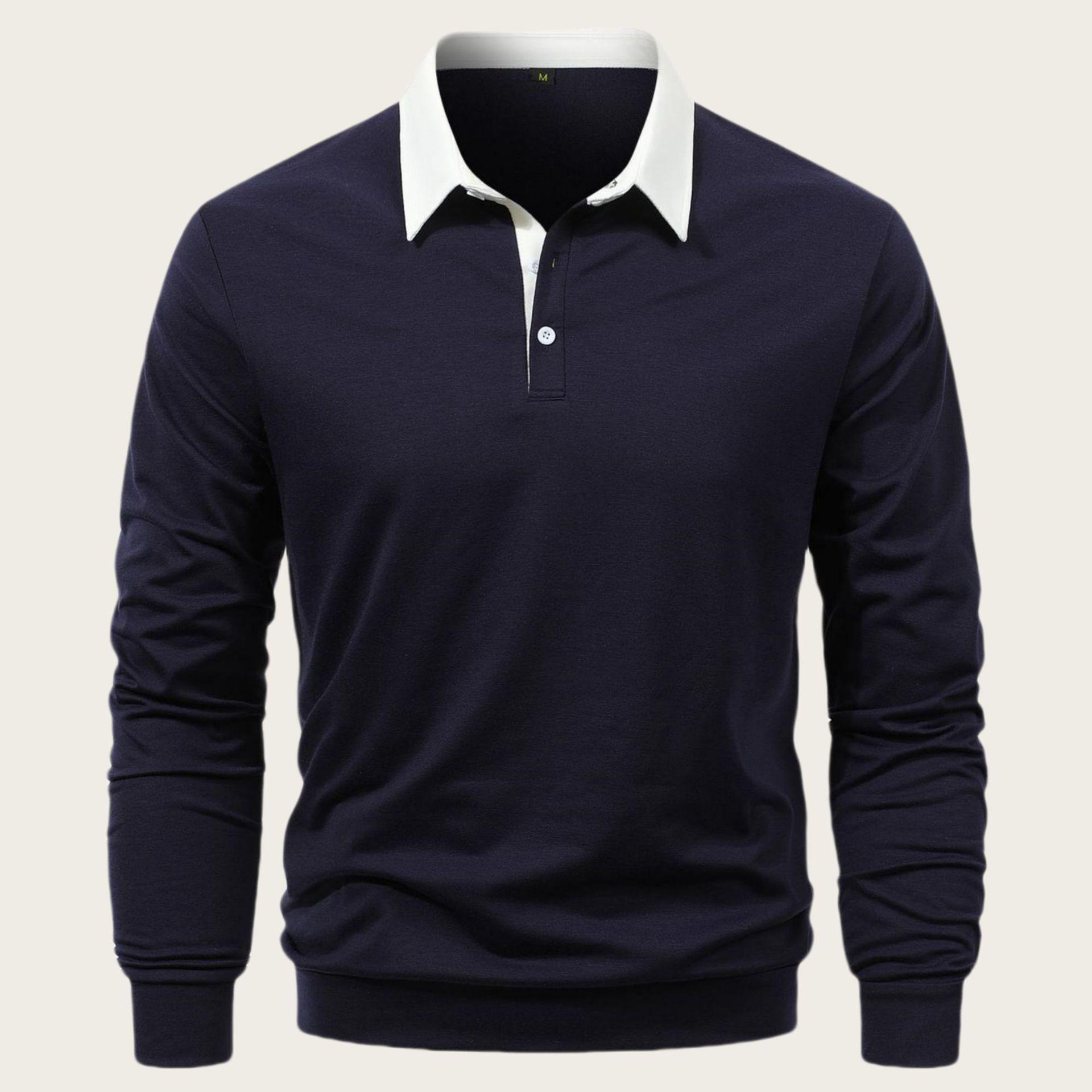 

Мужская осенняя трендовая рубашка-поло с длинным рукавом европейского размера 2024 - Повседневный универсальный стиль XXL
