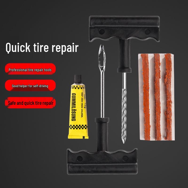 6-Piece Car & Motorcycle Tire Repair Kit - Vacuum Puncture Strips for Emergency Use