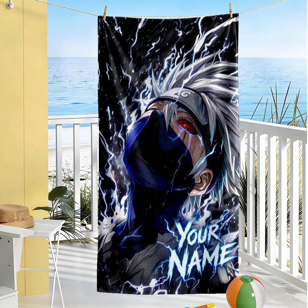 Naruto Character Customize Text Beach Towel Quick-Dry Soft Microfiber