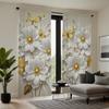 2-piece HD Digital White Tie Gold Butterfly Flower Curtain Home Decoration Style Decoration Living Room Bedroom Wear Rod Curtain