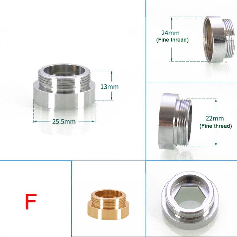 1~10Pcs 20/22/24mm  To 1/2" 3/4" Brass Faucet Aerator Adapter Connector Tap Fitting Connector  Male & Female  Fine/Coarse Tooth
