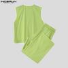 INCERUN Men Outfits Stitching Sleeveless Waistcoat Long Pants Loose Sets