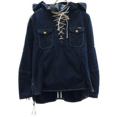 Long Sleeve Denim Parker S Navy Pullover Men's Used