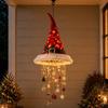 LED Santa Hat Hanging Light Christmas Hat Pendant Lamp with Tassel Bell Star Ornaments Xmas New Year Party Decoration Light