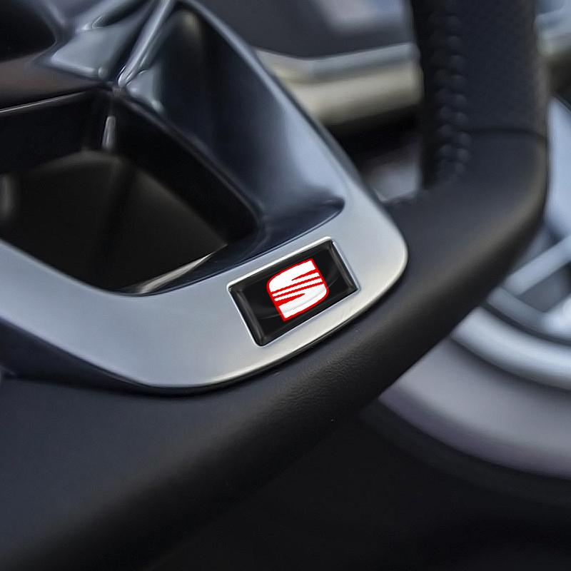 2/5/10Pcs Carbon Fiber Steering Wheel Car Logo Emblem 3D Stickers For Seat Leon FR Altea Ibiza Toledo Cordoba Alhambra Arona Ateca Exeo