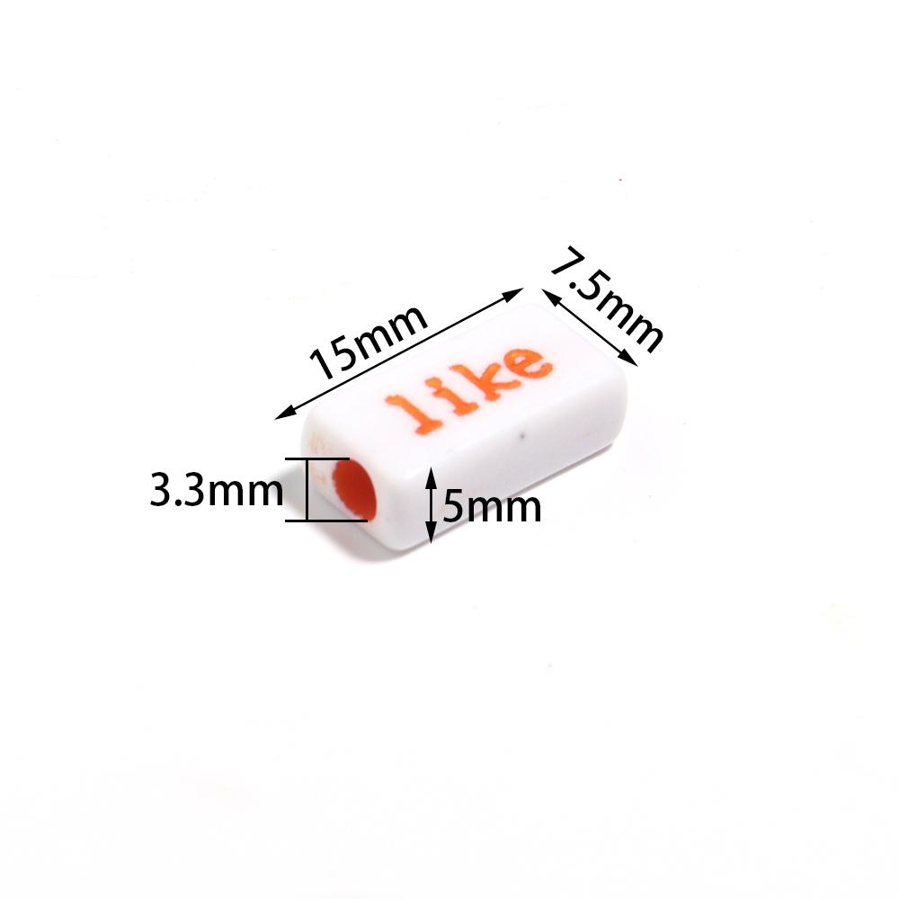 50pcs Acrylic Rectangular Words Beads 15X7.5mm Loose Bead for Jewelry Making DIY Necklace Phone Chains Bracelet Accessories